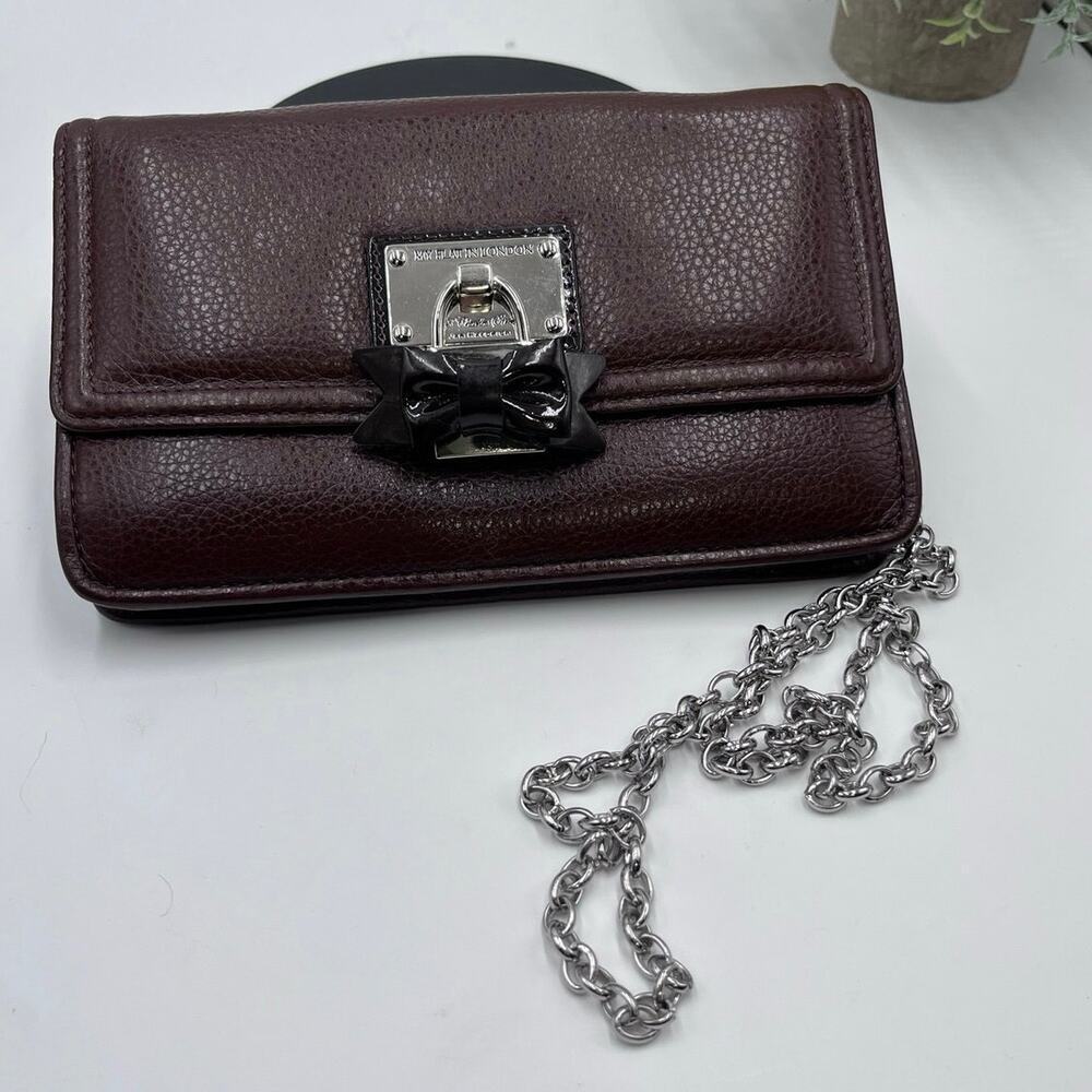 My Flat In London Brown Crossbody Metal Chain Bow Wallet Clutch 48 Charles St